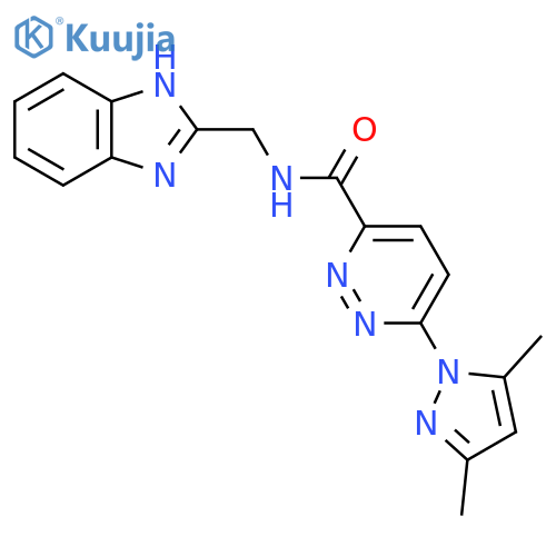 N-(1H-1,3-benzodiazol-2-yl)methyl-6-(3,5-dimethyl-1H-pyrazol-1-yl)pyridazine-3-carboxamide structure