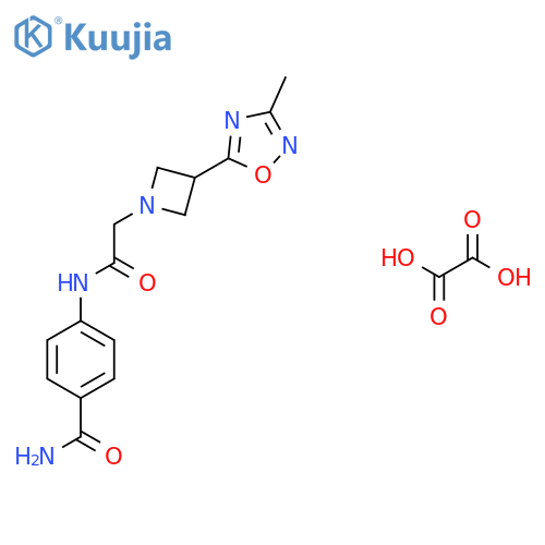 4-{2-3-(3-methyl-1,2,4-oxadiazol-5-yl)azetidin-1-ylacetamido}benzamide; oxalic acid structure