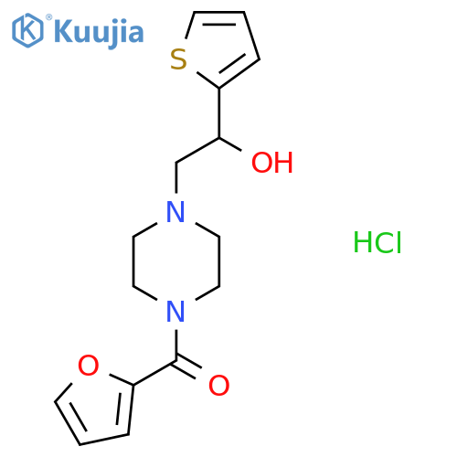 2-4-(furan-2-carbonyl)piperazin-1-yl-1-(thiophen-2-yl)ethan-1-ol hydrochloride structure
