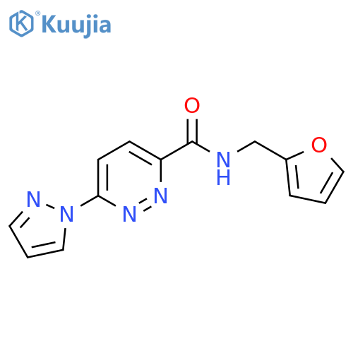 N-(furan-2-yl)methyl-6-(1H-pyrazol-1-yl)pyridazine-3-carboxamide structure