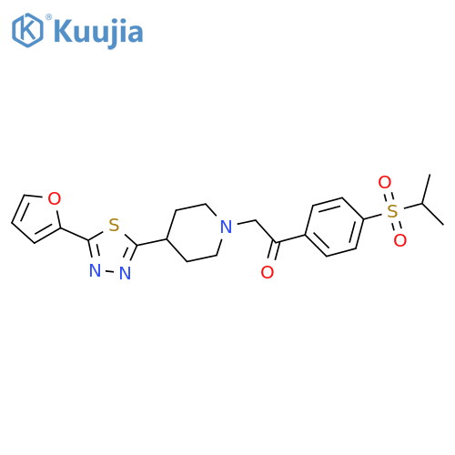 1-{4-5-(furan-2-yl)-1,3,4-thiadiazol-2-ylpiperidin-1-yl}-2-4-(propane-2-sulfonyl)phenylethan-1-one structure