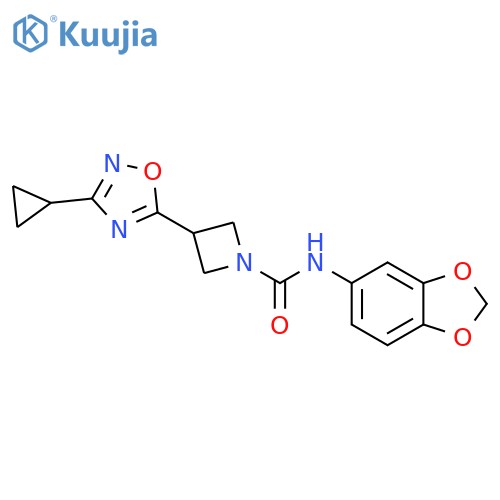 N-(2H-1,3-benzodioxol-5-yl)-3-(3-cyclopropyl-1,2,4-oxadiazol-5-yl)azetidine-1-carboxamide structure