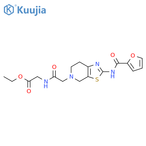 ethyl 2-{2-2-(furan-2-amido)-4H,5H,6H,7H-1,3thiazolo5,4-cpyridin-5-ylacetamido}acetate structure