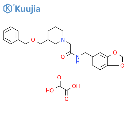 N-(2H-1,3-benzodioxol-5-yl)methyl-2-{3-(benzyloxy)methylpiperidin-1-yl}acetamide; oxalic acid structure