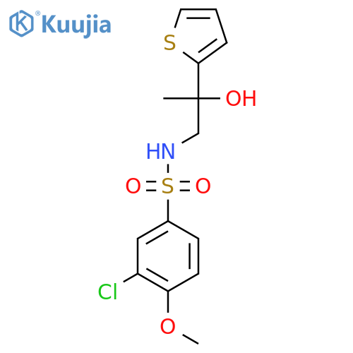 3-chloro-N-2-hydroxy-2-(thiophen-2-yl)propyl-4-methoxybenzene-1-sulfonamide structure