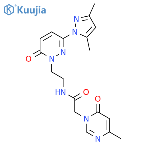 N-{2-3-(3,5-dimethyl-1H-pyrazol-1-yl)-6-oxo-1,6-dihydropyridazin-1-ylethyl}-2-(4-methyl-6-oxo-1,6-dihydropyrimidin-1-yl)acetamide structure