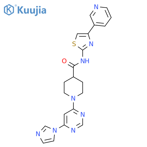 1-6-(1H-imidazol-1-yl)pyrimidin-4-yl-N-4-(pyridin-3-yl)-1,3-thiazol-2-ylpiperidine-4-carboxamide structure