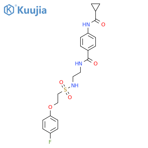 4-cyclopropaneamido-N-{2-2-(4-fluorophenoxy)ethanesulfonamidoethyl}benzamide structure