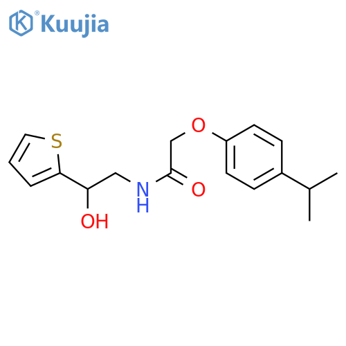 N-2-hydroxy-2-(thiophen-2-yl)ethyl-2-4-(propan-2-yl)phenoxyacetamide structure