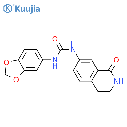 3-(2H-1,3-benzodioxol-5-yl)-1-(1-oxo-1,2,3,4-tetrahydroisoquinolin-7-yl)urea structure