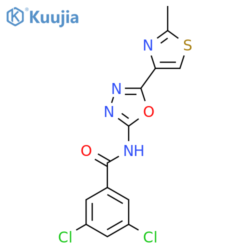 3,5-dichloro-N-(5-(2-methylthiazol-4-yl)-1,3,4-oxadiazol-2-yl)benzamide structure