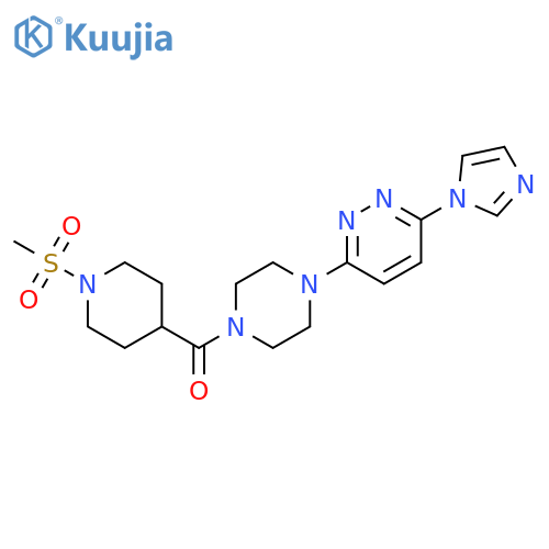 3-(1H-imidazol-1-yl)-6-4-(1-methanesulfonylpiperidine-4-carbonyl)piperazin-1-ylpyridazine structure
