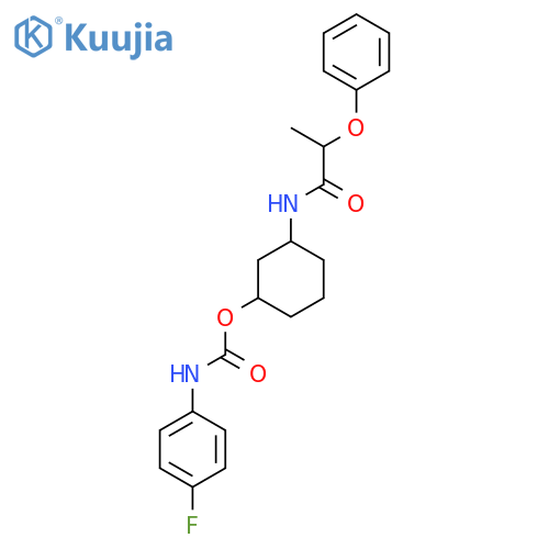 3-(2-phenoxypropanamido)cyclohexyl N-(4-fluorophenyl)carbamate structure