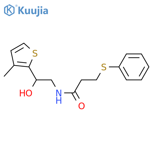 N-2-hydroxy-2-(3-methylthiophen-2-yl)ethyl-3-(phenylsulfanyl)propanamide structure