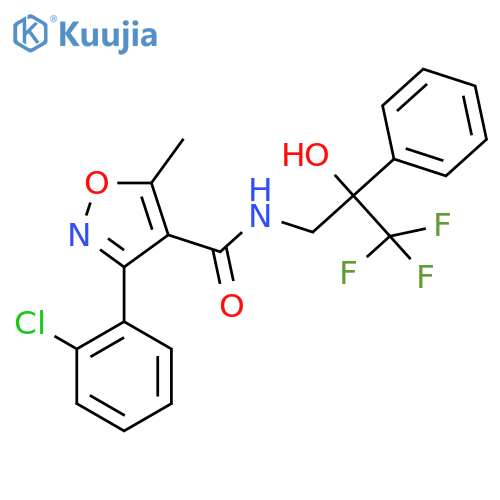 3-(2-chlorophenyl)-5-methyl-N-(3,3,3-trifluoro-2-hydroxy-2-phenylpropyl)-1,2-oxazole-4-carboxamide structure