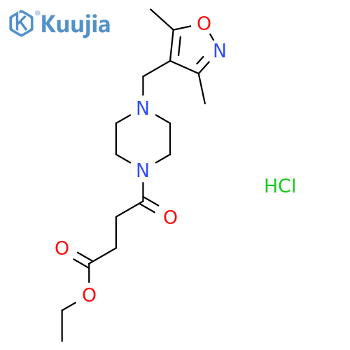 ethyl 4-{4-(3,5-dimethyl-1,2-oxazol-4-yl)methylpiperazin-1-yl}-4-oxobutanoate hydrochloride structure