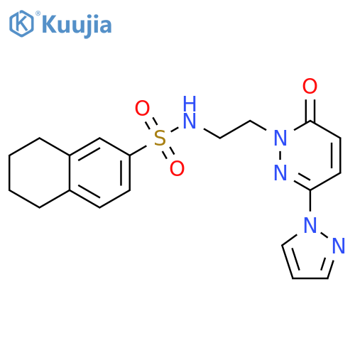 N-{2-6-oxo-3-(1H-pyrazol-1-yl)-1,6-dihydropyridazin-1-ylethyl}-5,6,7,8-tetrahydronaphthalene-2-sulfonamide structure