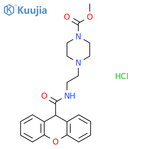 methyl 4-{2-(9H-xanthen-9-yl)formamidoethyl}piperazine-1-carboxylate hydrochloride structure