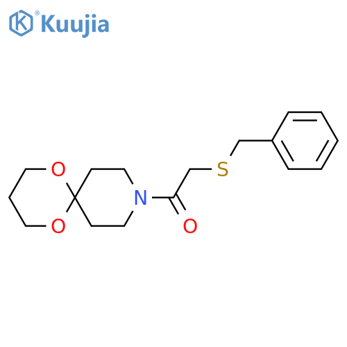 2-(benzylsulfanyl)-1-{1,5-dioxa-9-azaspiro5.5undecan-9-yl}ethan-1-one structure