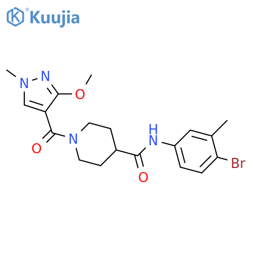 N-(4-bromo-3-methylphenyl)-1-(3-methoxy-1-methyl-1H-pyrazole-4-carbonyl)piperidine-4-carboxamide structure