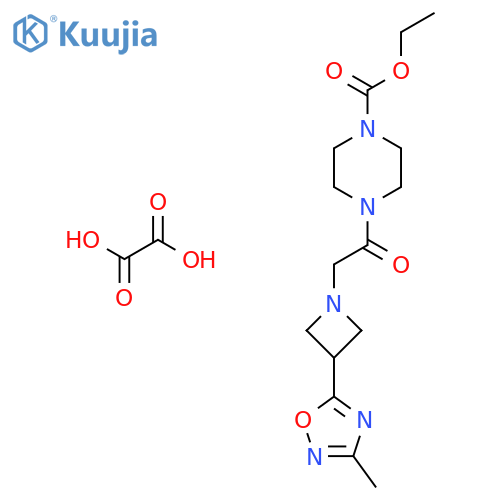 Ethyl 4-(2-(3-(3-methyl-1,2,4-oxadiazol-5-yl)azetidin-1-yl)acetyl)piperazine-1-carboxylate oxalate structure