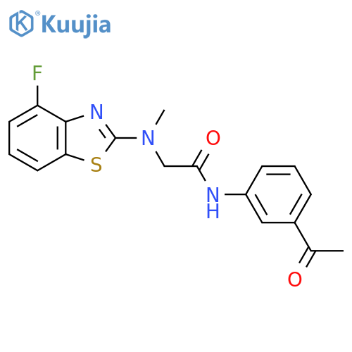 N-(3-acetylphenyl)-2-(4-fluoro-1,3-benzothiazol-2-yl)(methyl)aminoacetamide structure