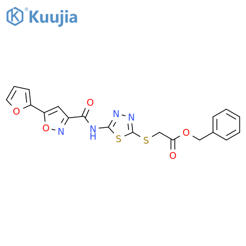 benzyl 2-({5-[5-(furan-2-yl)-1,2-oxazole-3-amido]-1,3,4-thiadiazol-2-yl}sulfanyl)acetate structure