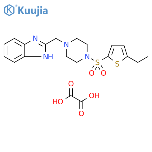 2-({4-(5-ethylthiophen-2-yl)sulfonylpiperazin-1-yl}methyl)-1H-1,3-benzodiazole; oxalic acid structure