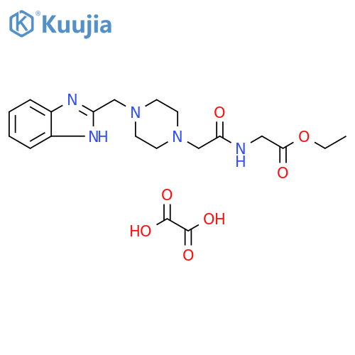 ethyl 2-(2-{4-[(1H-1,3-benzodiazol-2-yl)methyl]piperazin-1-yl}acetamido)acetate; bis(oxalic acid) structure