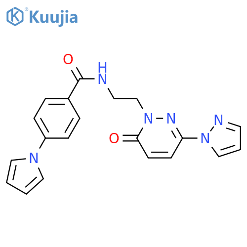 N-{2-[6-oxo-3-(1H-pyrazol-1-yl)-1,6-dihydropyridazin-1-yl]ethyl}-4-(1H-pyrrol-1-yl)benzamide structure