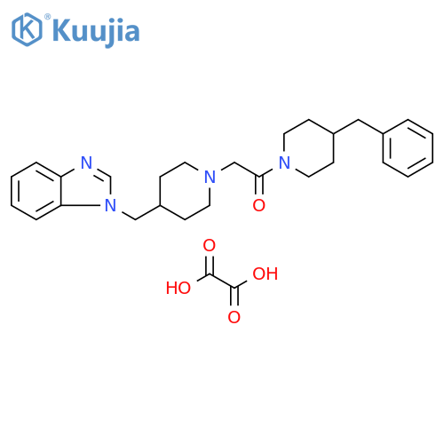 2-{4-[(1H-1,3-benzodiazol-1-yl)methyl]piperidin-1-yl}-1-(4-benzylpiperidin-1-yl)ethan-1-one; oxalic acid structure