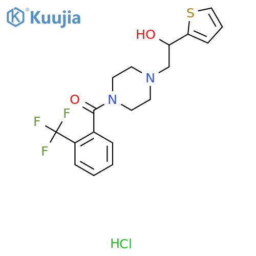1-(thiophen-2-yl)-2-{4-2-(trifluoromethyl)benzoylpiperazin-1-yl}ethan-1-ol hydrochloride structure