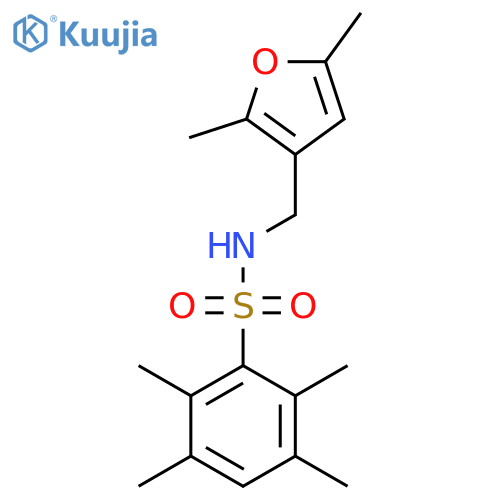 N-(2,5-dimethylfuran-3-yl)methyl-2,3,5,6-tetramethylbenzene-1-sulfonamide structure