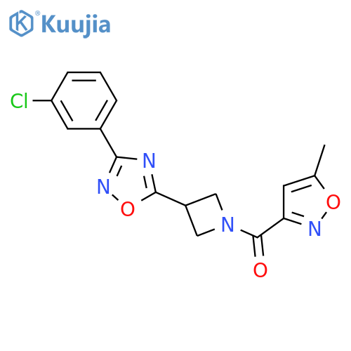 3-(3-chlorophenyl)-5-1-(5-methyl-1,2-oxazole-3-carbonyl)azetidin-3-yl-1,2,4-oxadiazole structure
