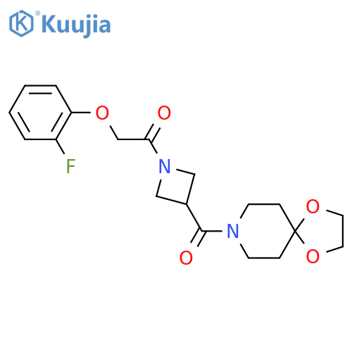 1-(3-{1,4-dioxa-8-azaspiro4.5decane-8-carbonyl}azetidin-1-yl)-2-(2-fluorophenoxy)ethan-1-one structure