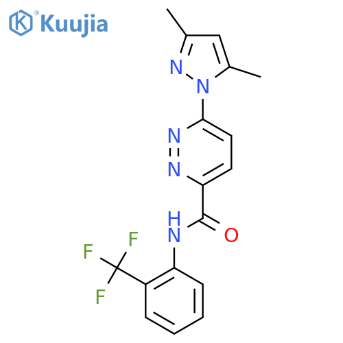 6-(3,5-dimethyl-1H-pyrazol-1-yl)-N-2-(trifluoromethyl)phenylpyridazine-3-carboxamide structure