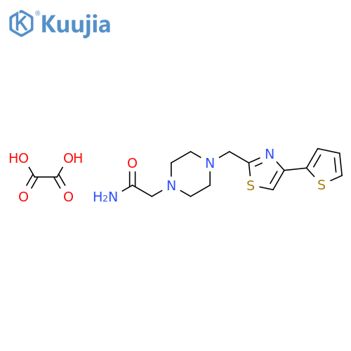 2-(4-{4-(thiophen-2-yl)-1,3-thiazol-2-ylmethyl}piperazin-1-yl)acetamide; oxalic acid structure