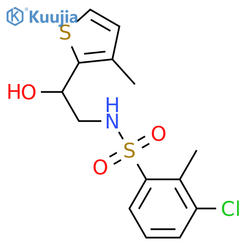 3-chloro-N-[2-hydroxy-2-(3-methylthiophen-2-yl)ethyl]-2-methylbenzenesulfonamide structure