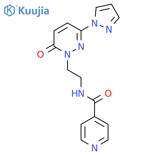 N-{2-6-oxo-3-(1H-pyrazol-1-yl)-1,6-dihydropyridazin-1-ylethyl}pyridine-4-carboxamide structure