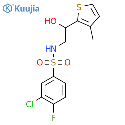 3-chloro-4-fluoro-N-2-hydroxy-2-(3-methylthiophen-2-yl)ethylbenzene-1-sulfonamide structure