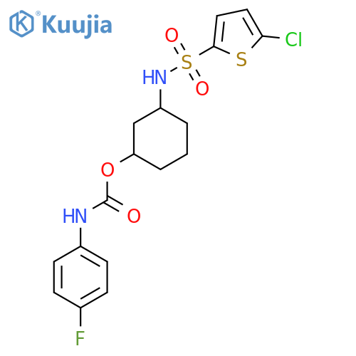 3-(5-chlorothiophene-2-sulfonamido)cyclohexyl N-(4-fluorophenyl)carbamate structure