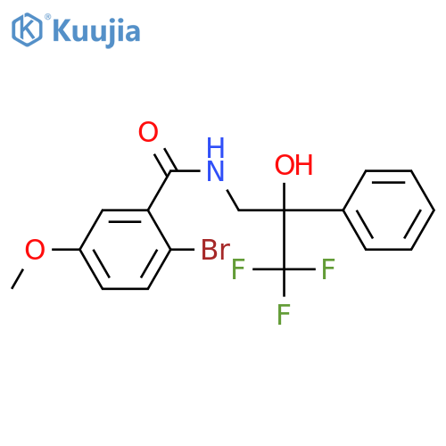 2-bromo-5-methoxy-N-(3,3,3-trifluoro-2-hydroxy-2-phenylpropyl)benzamide structure