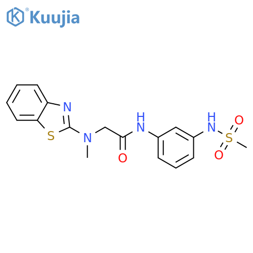 2-(1,3-benzothiazol-2-yl)(methyl)amino-N-(3-methanesulfonamidophenyl)acetamide structure