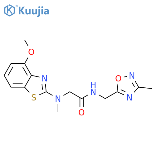 2-(4-methoxy-1,3-benzothiazol-2-yl)(methyl)amino-N-(3-methyl-1,2,4-oxadiazol-5-yl)methylacetamide structure