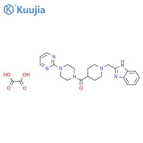 2-({4-4-(pyrimidin-2-yl)piperazine-1-carbonylpiperidin-1-yl}methyl)-1H-1,3-benzodiazole; oxalic acid structure