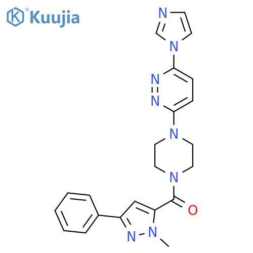 3-(1H-imidazol-1-yl)-6-4-(1-methyl-3-phenyl-1H-pyrazole-5-carbonyl)piperazin-1-ylpyridazine structure