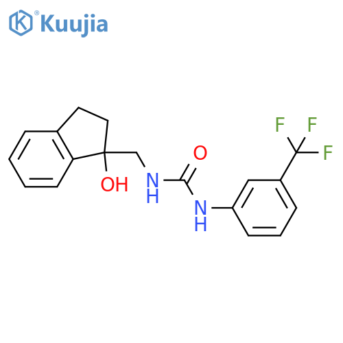 3-(1-hydroxy-2,3-dihydro-1H-inden-1-yl)methyl-1-3-(trifluoromethyl)phenylurea structure