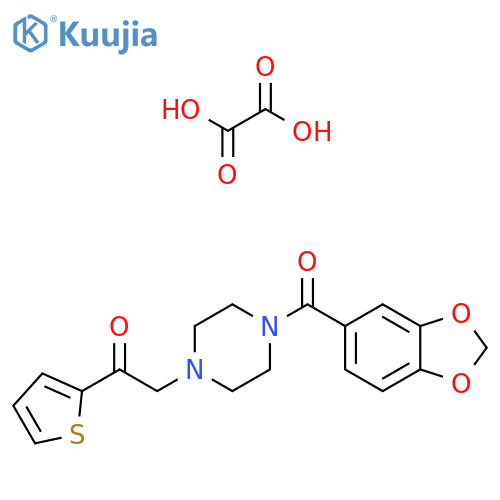 2-4-(2H-1,3-benzodioxole-5-carbonyl)piperazin-1-yl-1-(thiophen-2-yl)ethan-1-one; oxalic acid structure