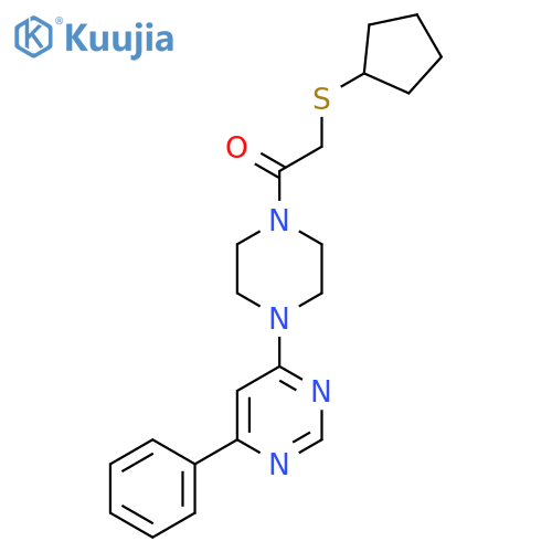 2-(cyclopentylsulfanyl)-1-4-(6-phenylpyrimidin-4-yl)piperazin-1-ylethan-1-one structure