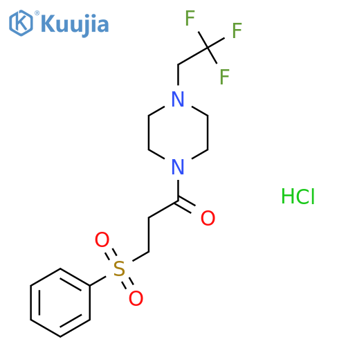 3-(benzenesulfonyl)-1-4-(2,2,2-trifluoroethyl)piperazin-1-ylpropan-1-one hydrochloride structure